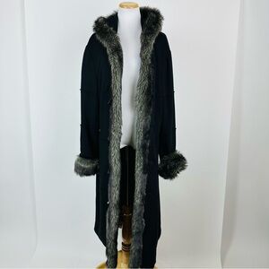 Montana Co. Long Black Faux Fur Trim Western Jacket Size XL